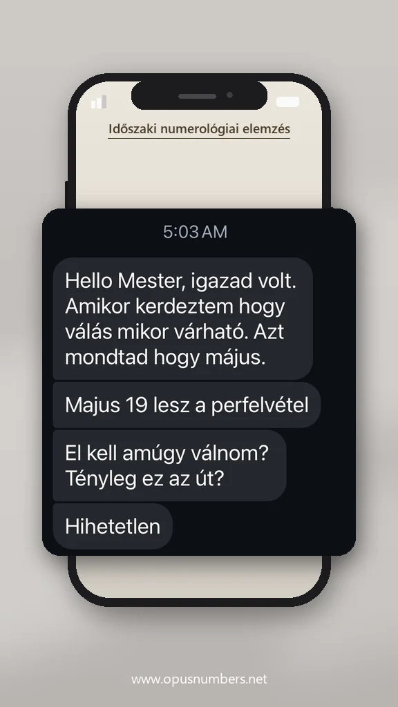 Ügyfélvélemény a numerológiai elemzésről (üzenet képernyőképe) – 15. / 38